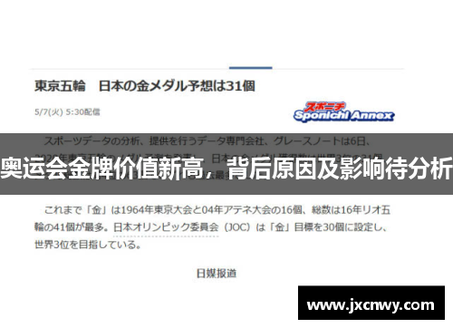 奥运会金牌价值新高,背后原因及影响待分析 奥运会金牌价值新高,背后原因及影响待分析